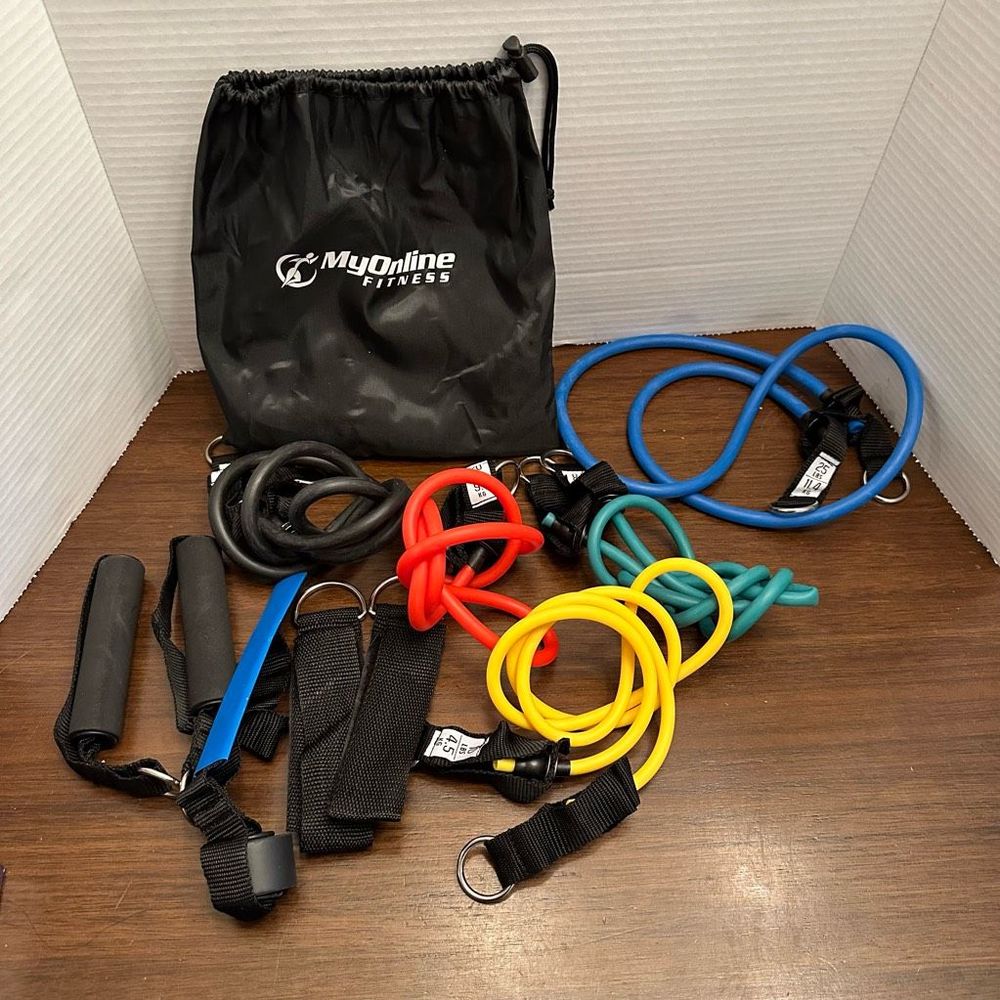 My Online Fitness Resistance Band Workout Tubes 11 Piece Set Exercise Yoga Abs
